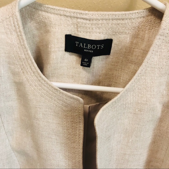 Talbots 100% Linen Open Jacket Blazer Size 4P - Picture 3 of 7